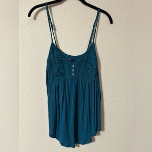 American Eagle Outfitters Teal Camisole with Lace Detail